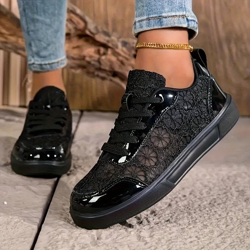 Koronkowe | Sneakersy z Koronką Kwiatową