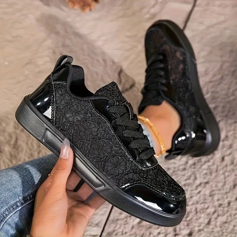 Koronkowe | Sneakersy z Koronką Kwiatową