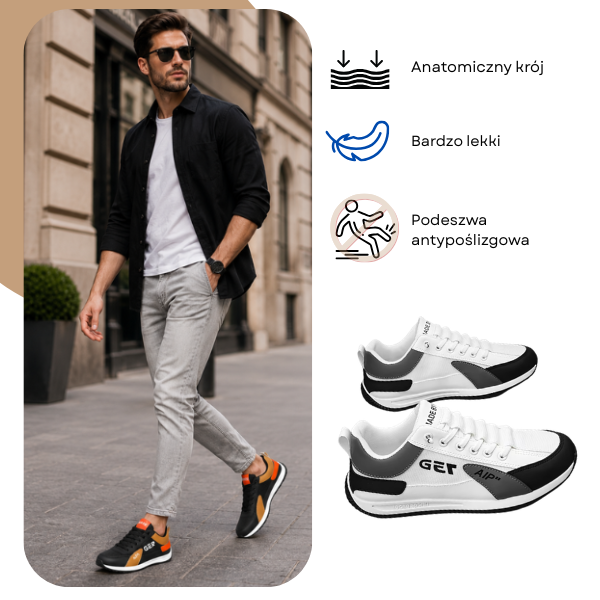 STRAVIO™ - WYGODNE MĘSKIE BUTY NA CO DZIEŃ, Z ELASTYCZNYMI SZNUROWADŁAMI
