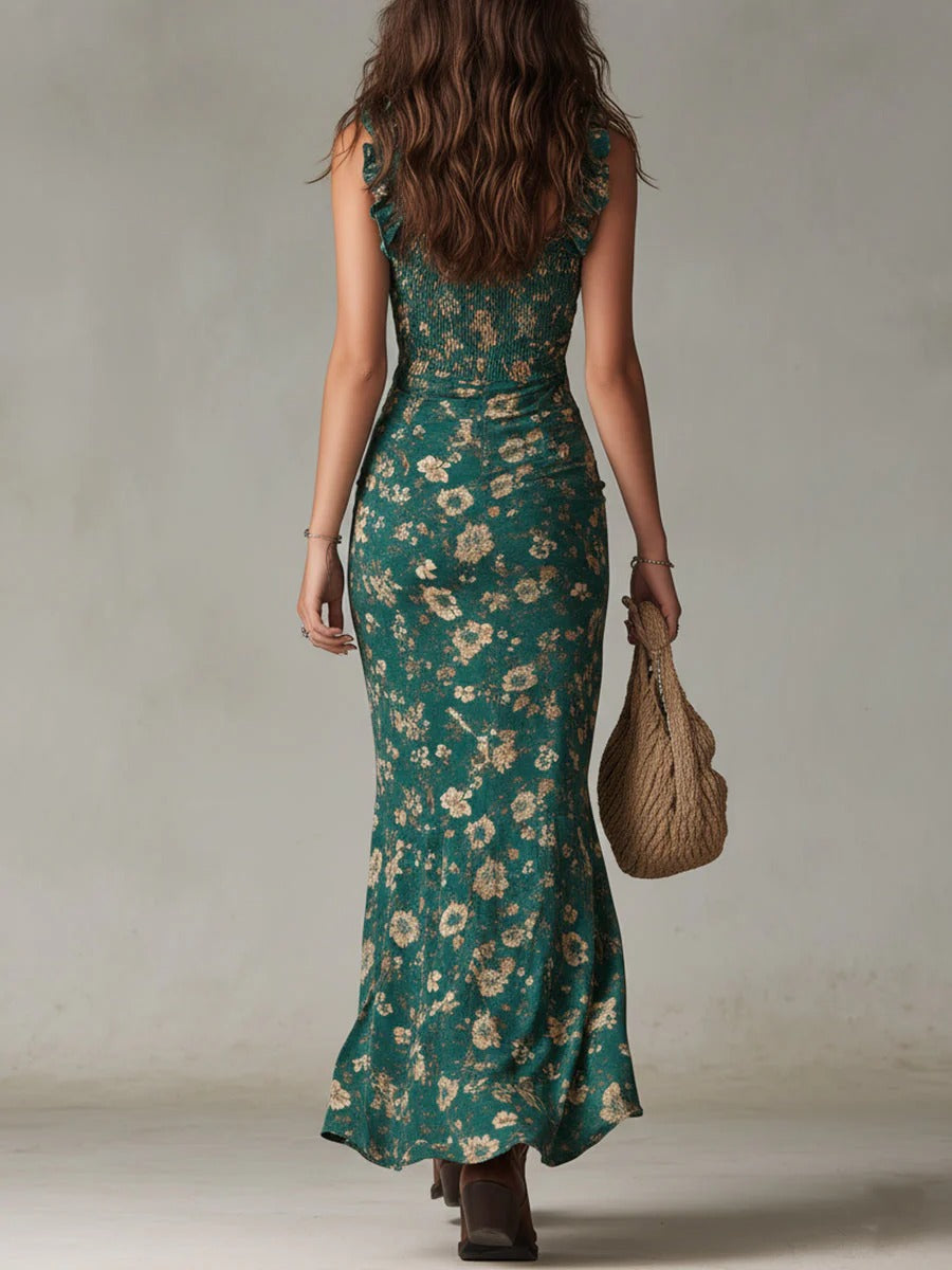 Zara | boho maxi sukienka z rozcięciem