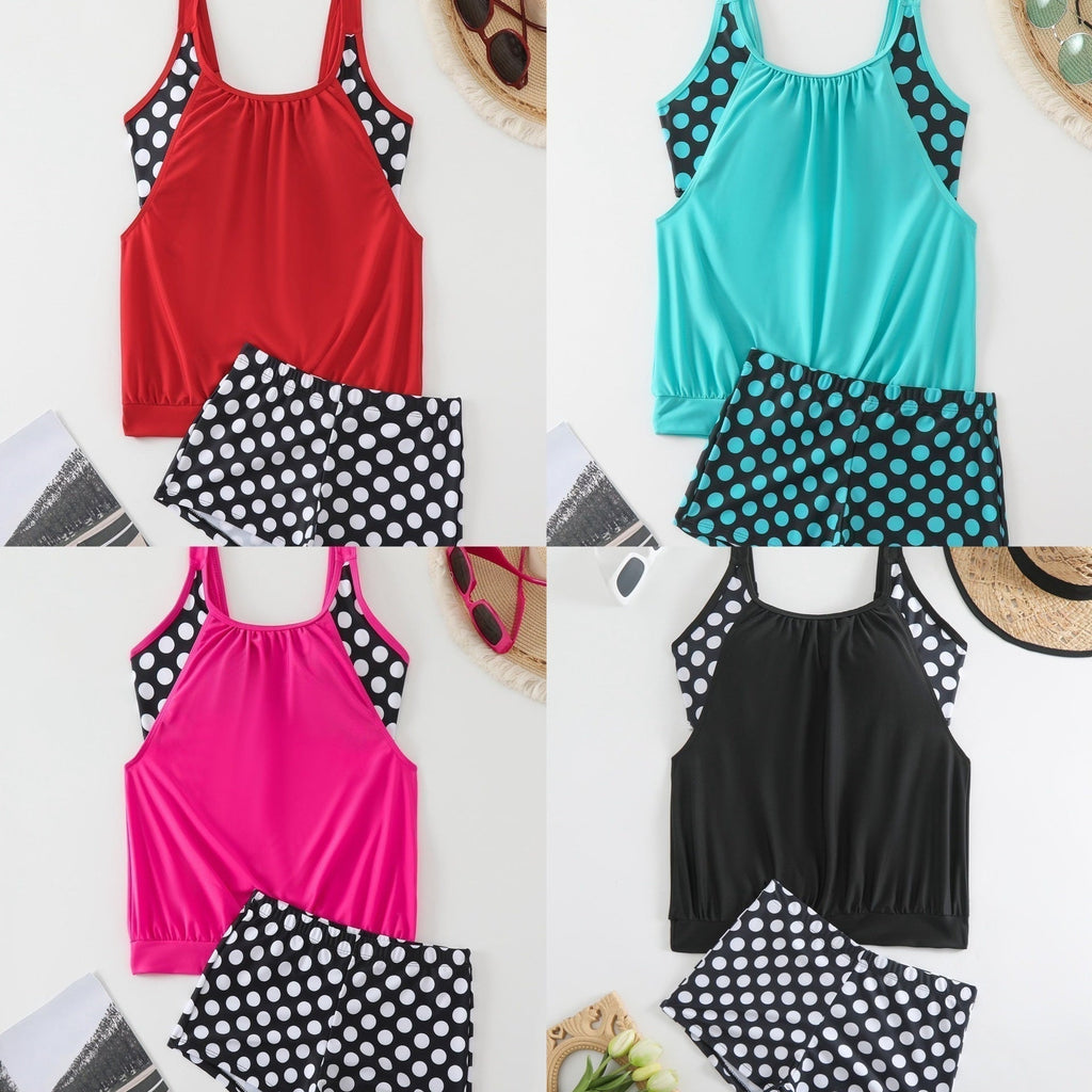 👙 Damski dwuczęściowy kostium kąpielowy – groszki, color‑block – Płatność przy odbiorze ✨