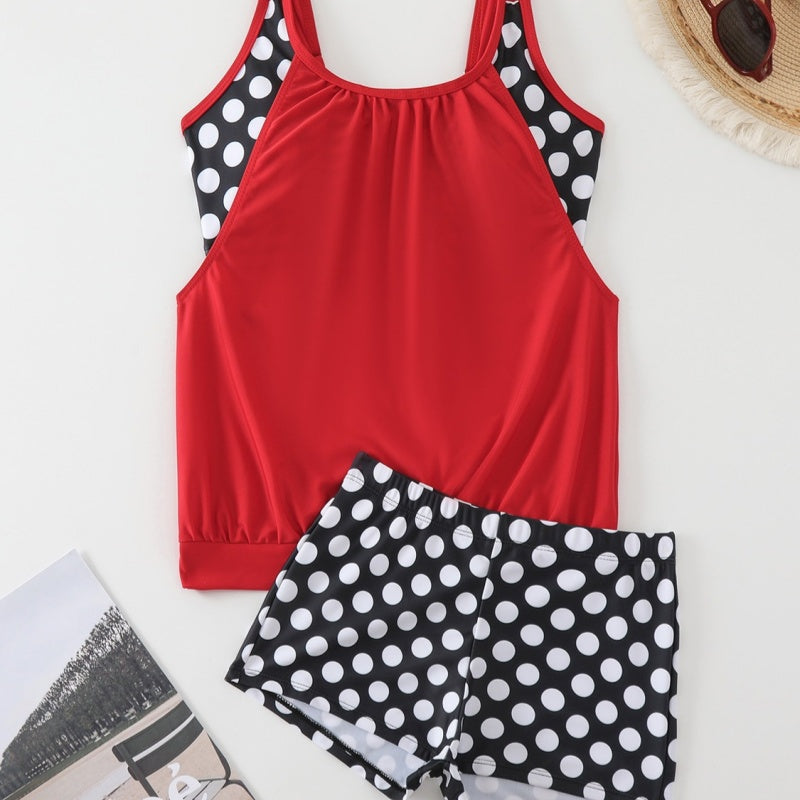 👙 Damski dwuczęściowy kostium kąpielowy – groszki, color‑block – Płatność przy odbiorze ✨