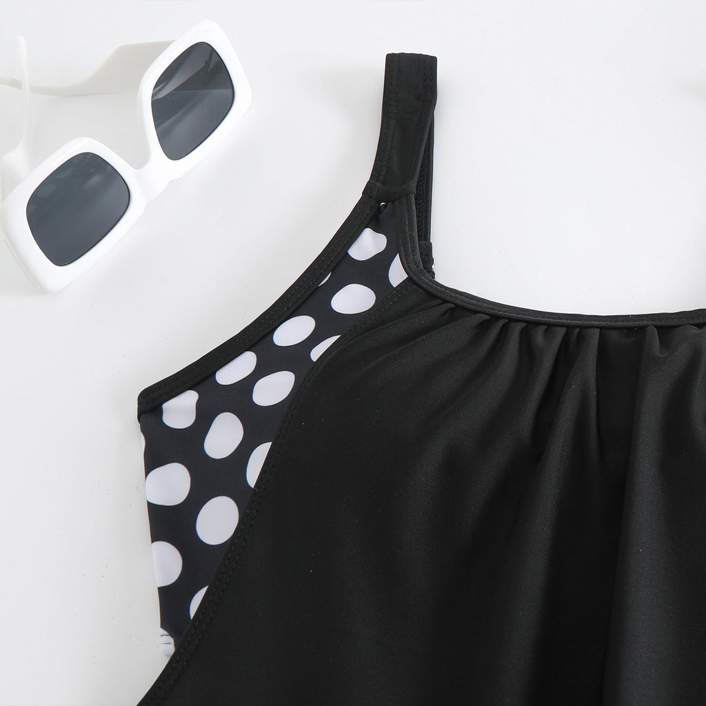 👙 Damski dwuczęściowy kostium kąpielowy – groszki, color‑block – Płatność przy odbiorze ✨